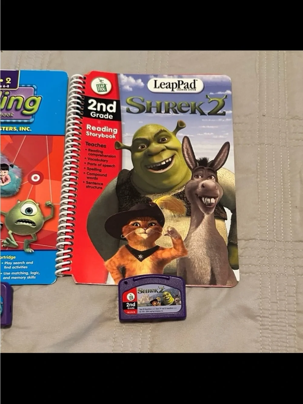 LEAP FROG Leap 2 Series SpongeBob, Monsters Inc., & Shrek Books & Cartridges!